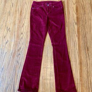 VTG London Jean Low Rise Burgundy Corduroy Pants 6 Long Stretch Soft Flare y2k